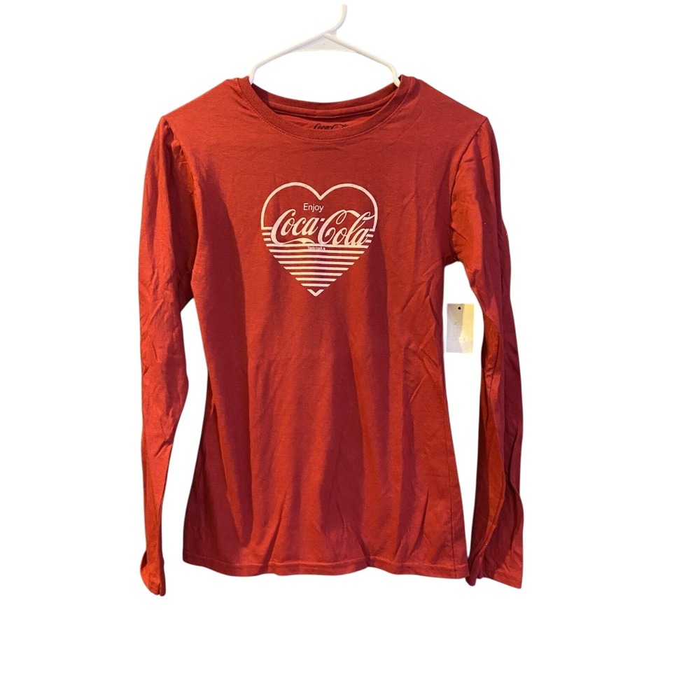 Freeze Coca Cola Red Long Sleeve Graphic T Shirt Heart Logo Crew Neck Juniors XS